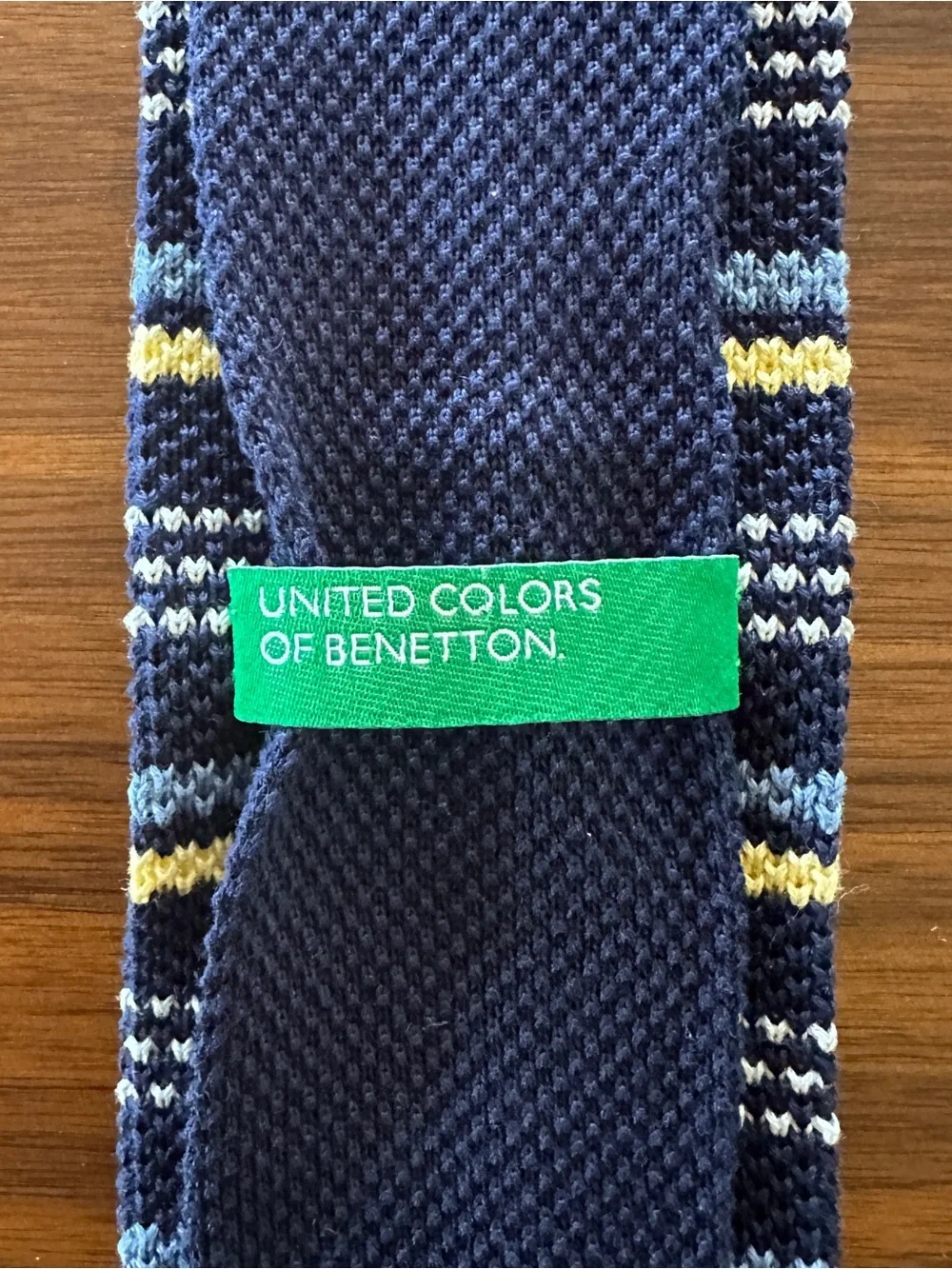 United Colors Of Benetton Navy Tie with Light Blue and Yellow Stripes
